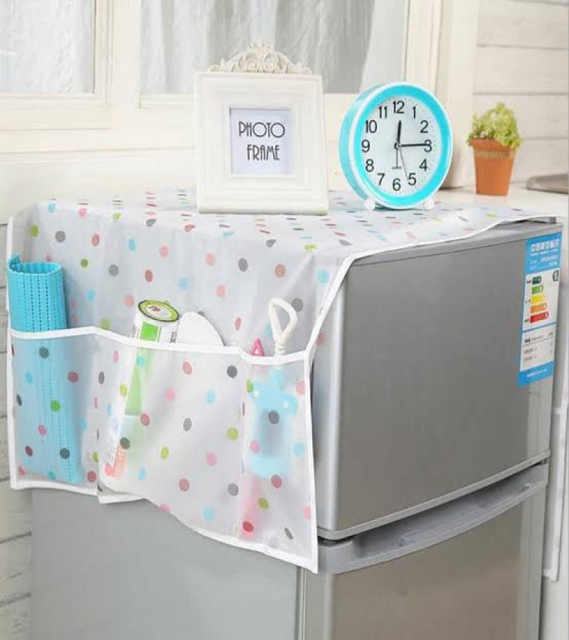 1PCS Refrigerator Dust-Proof Cover Waterproof Cover with Storage Pockets Bags Fridge Dust Cover Oven Cover Multi-Purpose Top Covers