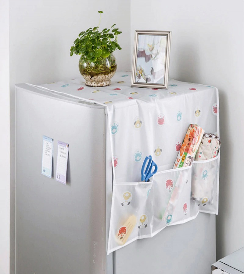1PCS Refrigerator Dust-Proof Cover Waterproof Cover with Storage Pockets Bags Fridge Dust Cover Oven Cover Multi-Purpose Top Covers