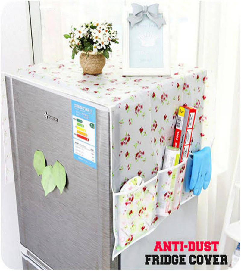 1PCS Refrigerator Dust-Proof Cover Waterproof Cover with Storage Pockets Bags Fridge Dust Cover Oven Cover Multi-Purpose Top Covers