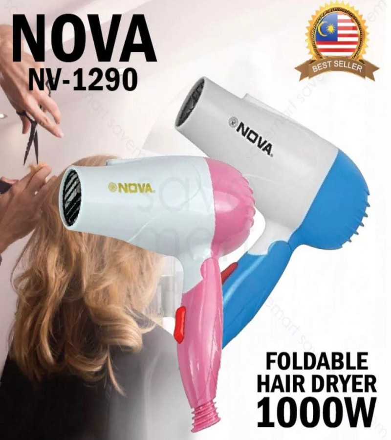 Nova 1290 Professional Foldable Hair Dryer 1000W (Multicolor)