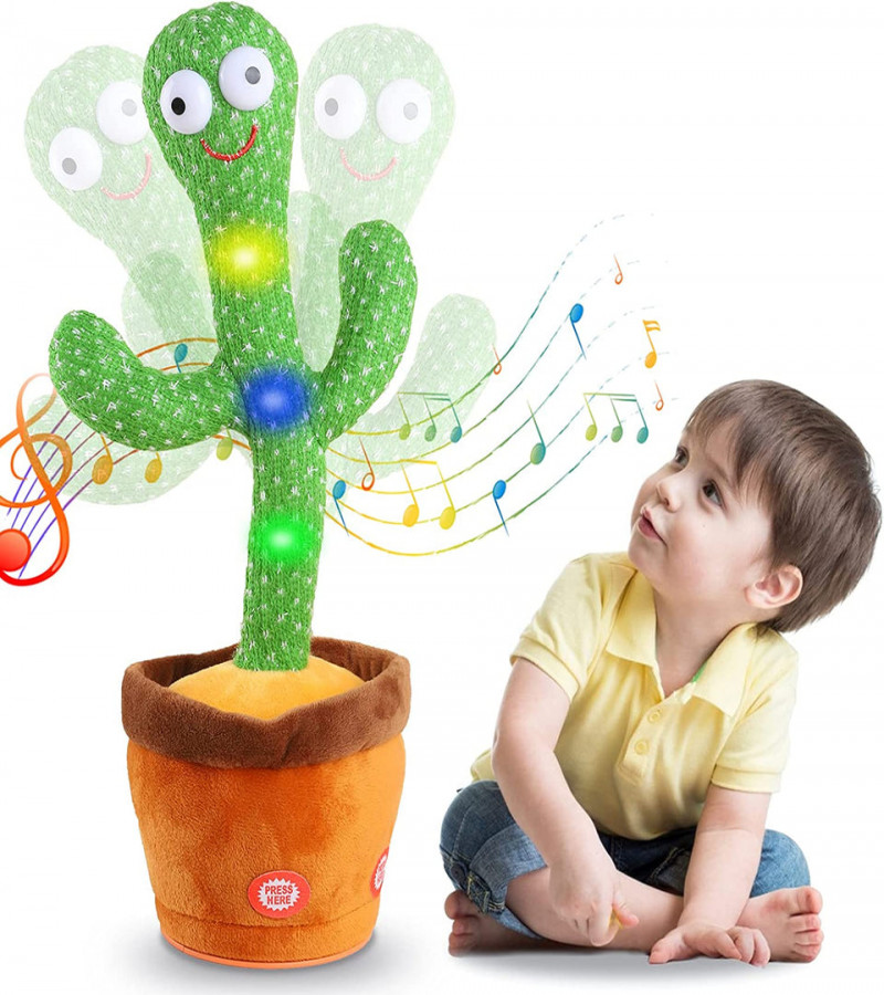 Rechargeable Dancing and Singing Cactus Toy with Recording Lighting Repeats What You Say Fun Toy Gifts for Boys and Girls